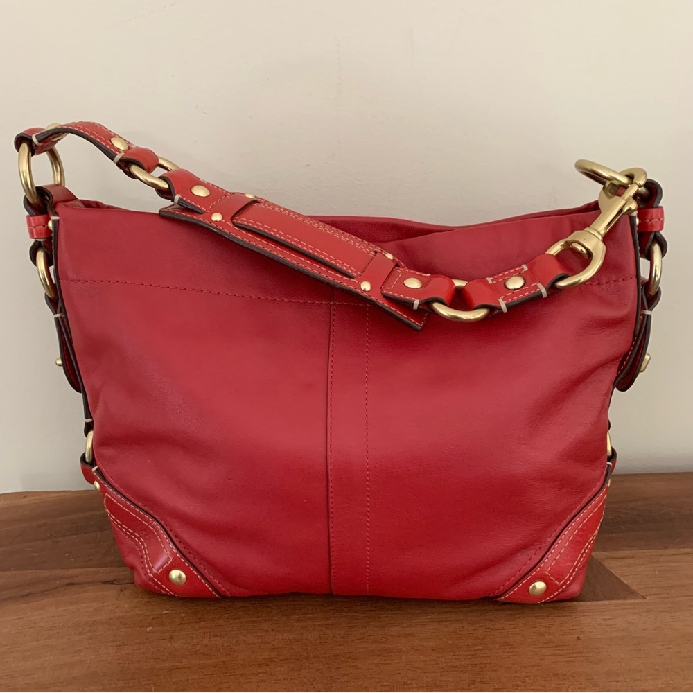 Coach Zoe Hobo Shoulder Bag in Red